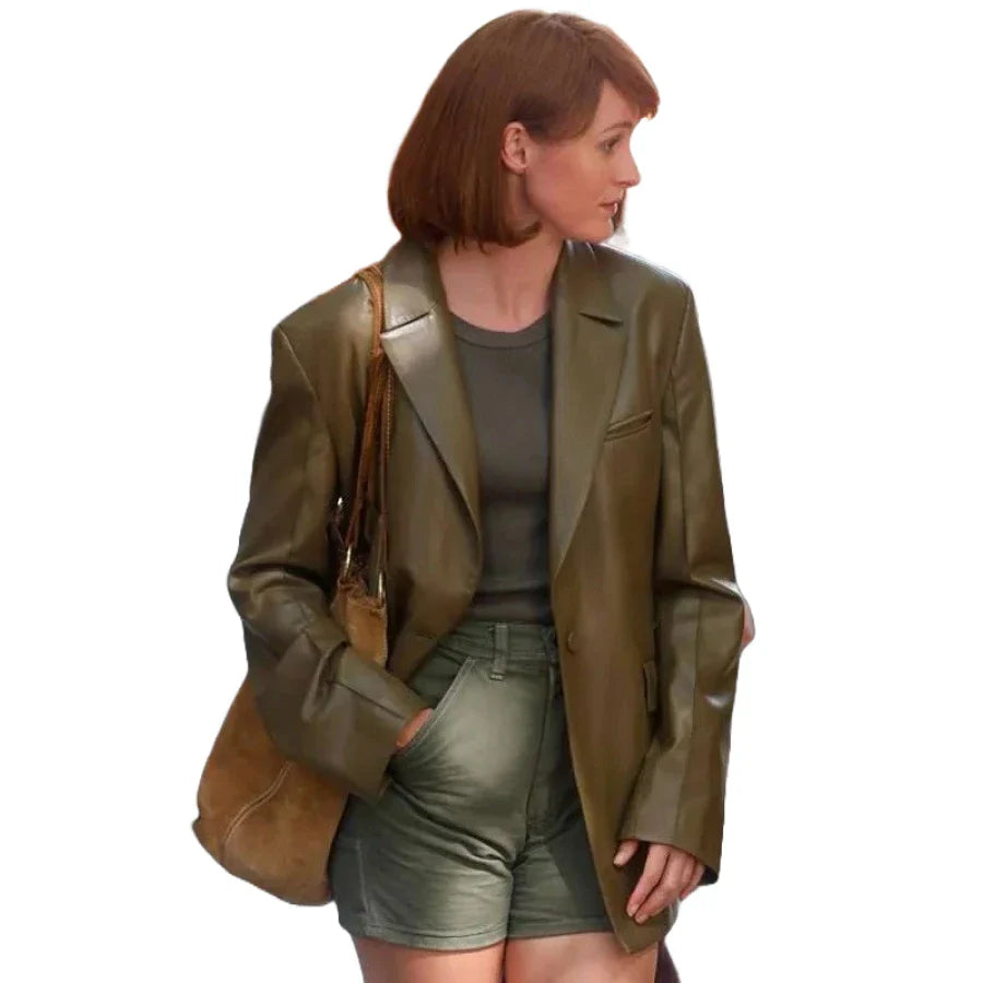 A Different Man Renate Reinsve Leather Blazer