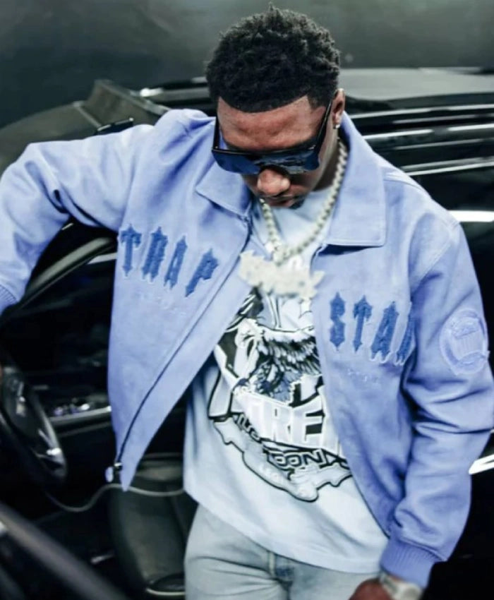 AVIREX X TRAPSTAR Blue Leather Jacket