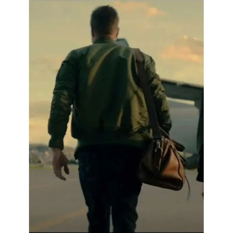 Aaron Eckhart The Bricklayer 2024 Green Jacket