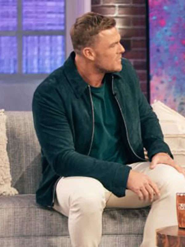 Alan Ritchson Green Suede Leather Jacket