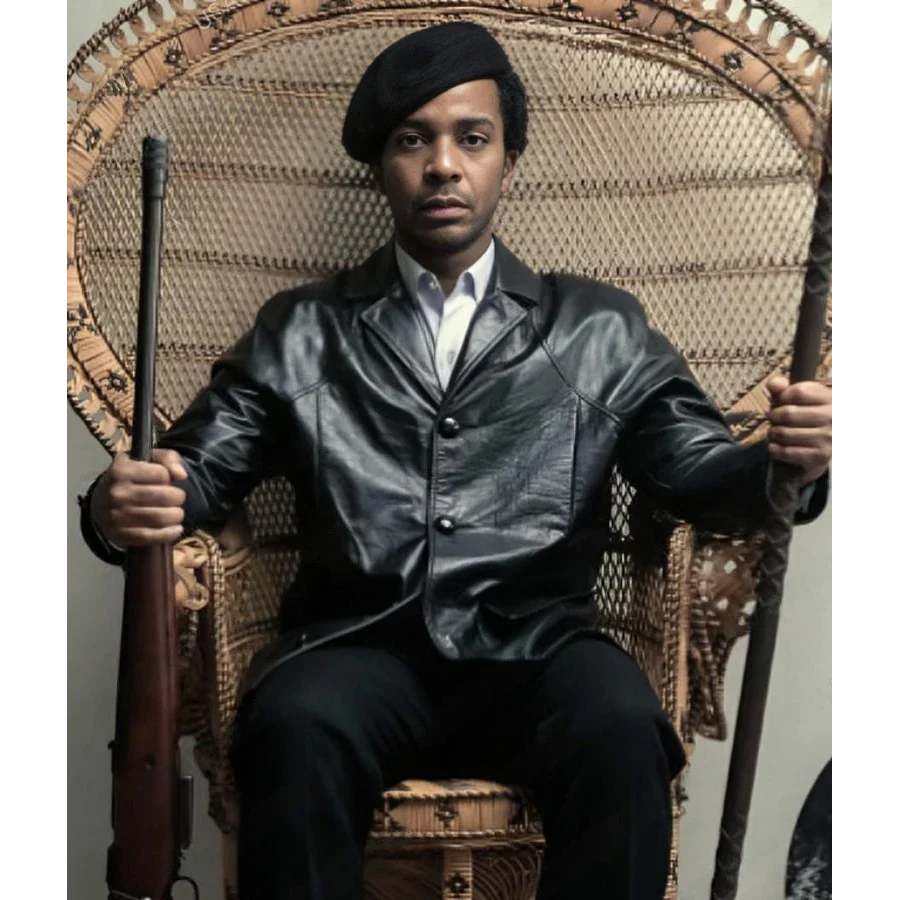 Huey P. Newton The Big Cigar Black Leather Coat