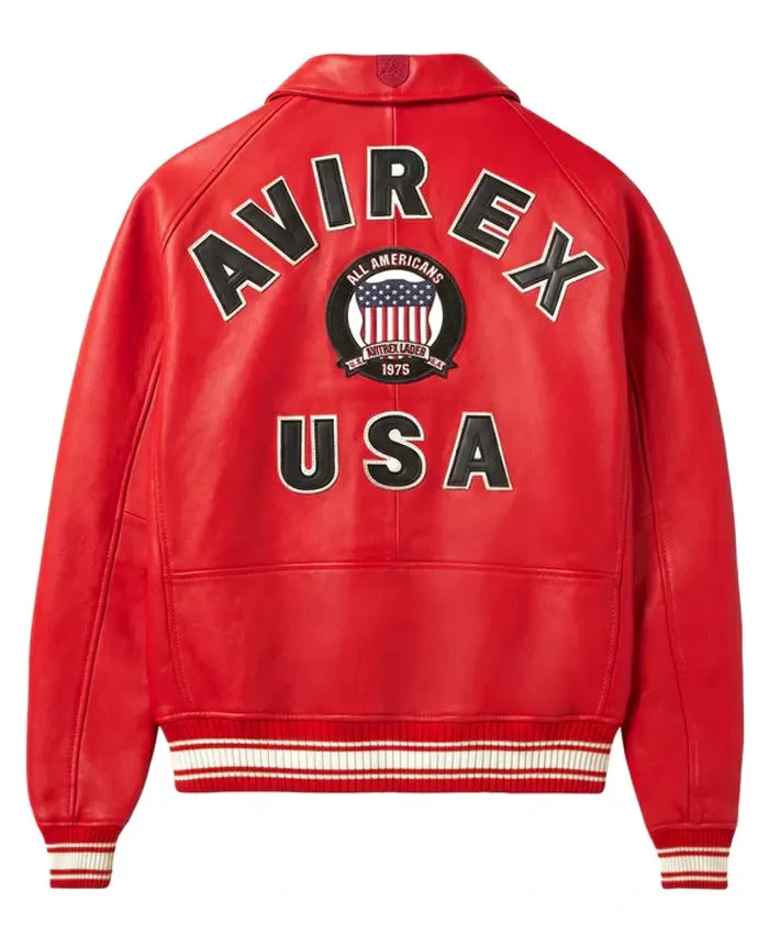 Avirex Red Leather Varsity Jacket