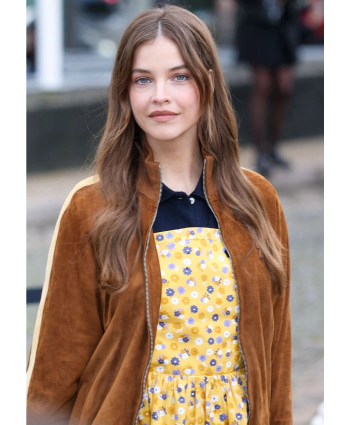 Barbara Palvin Paris Show Brown Suede Jacket