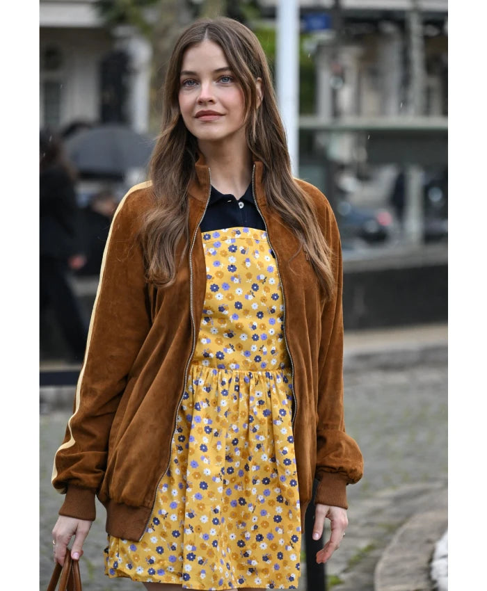 Barbara Palvin Paris Show Brown Suede Jacket