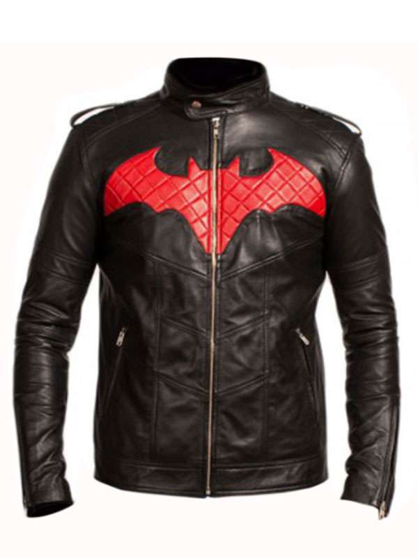 Black Leather Batman Biker Jacket