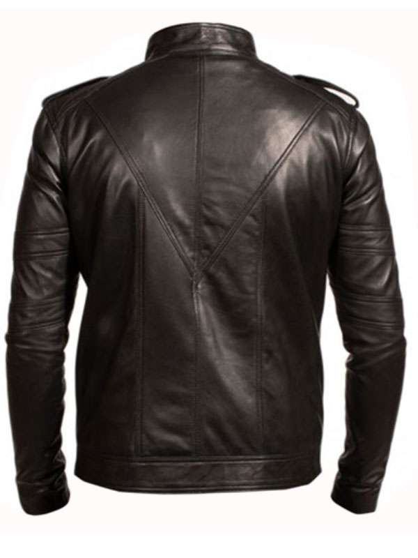Black Leather Batman Biker Jacket