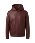 Burgundy Leather Hoodie