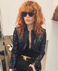 Natasha Lyonne PFW Black Sequin Jacket