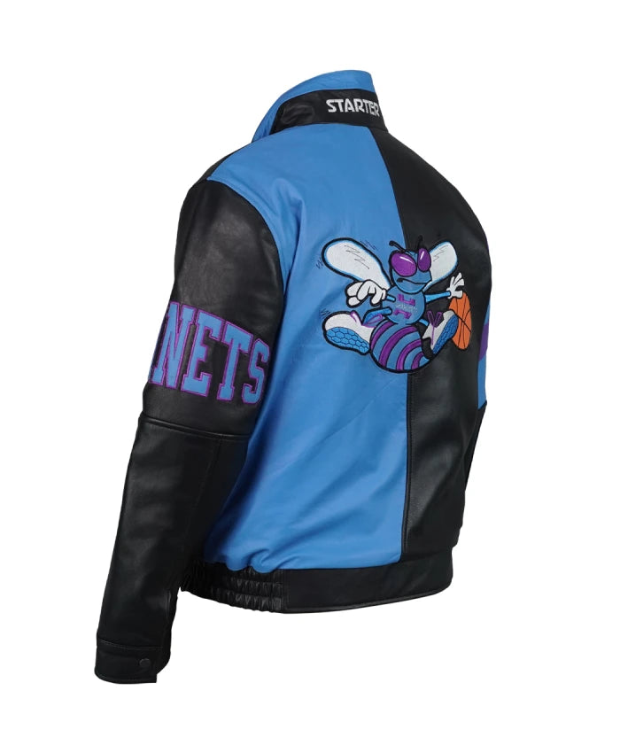 Charlotte Hornets Vintage Leather Zipper Jacket