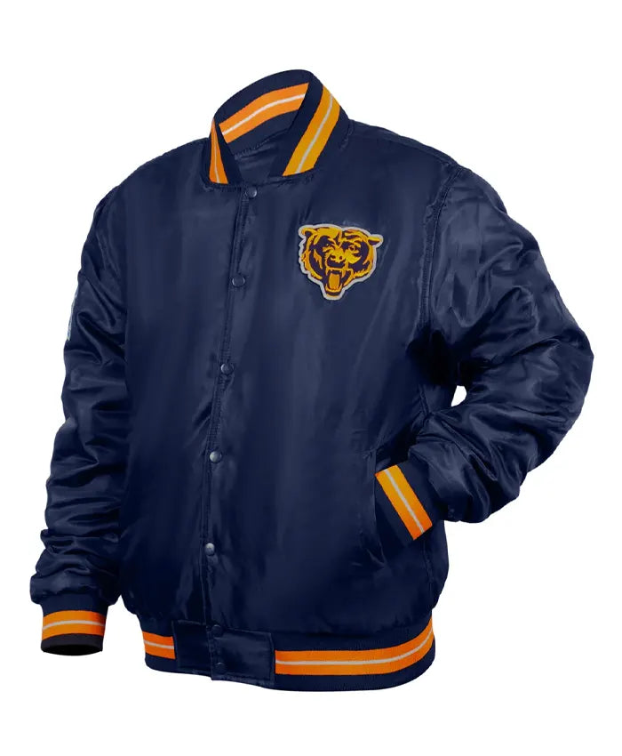 Chicago Bears Double Down Navy Blue Varsity Jacket