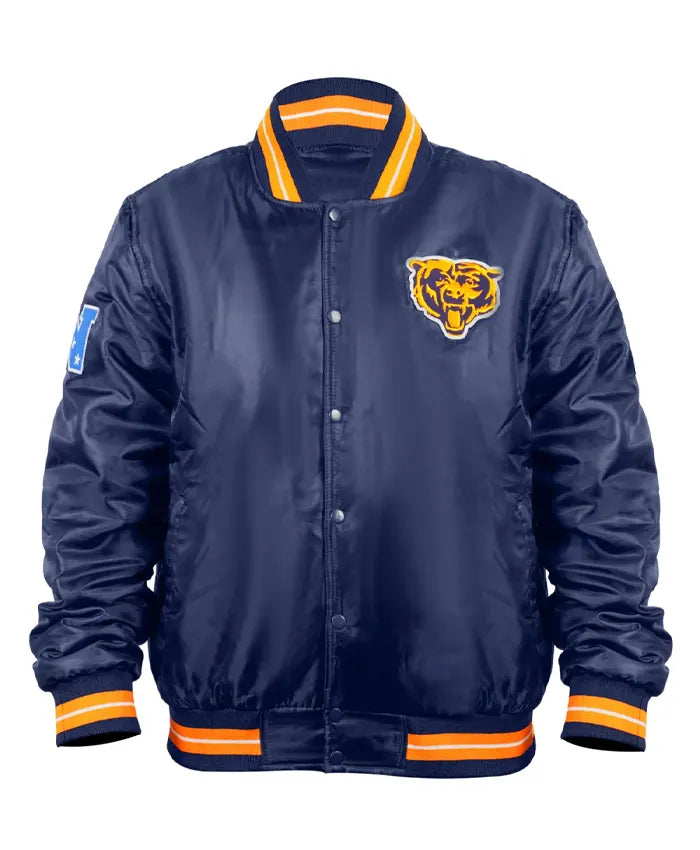 Chicago Bears Double Down Navy Blue Varsity Jacket