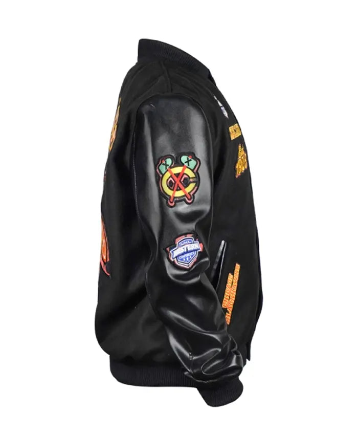 Chicago Blackhawks Animal Patches Black Jacket