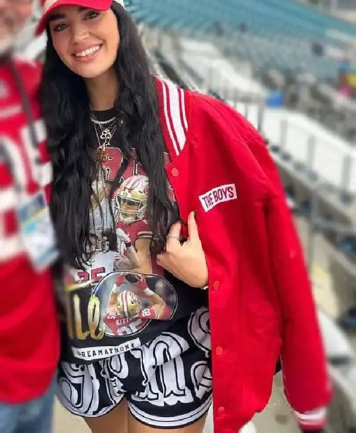 Buy Claire Kittle The Boys Red Bomber Jacket For Men and Women
