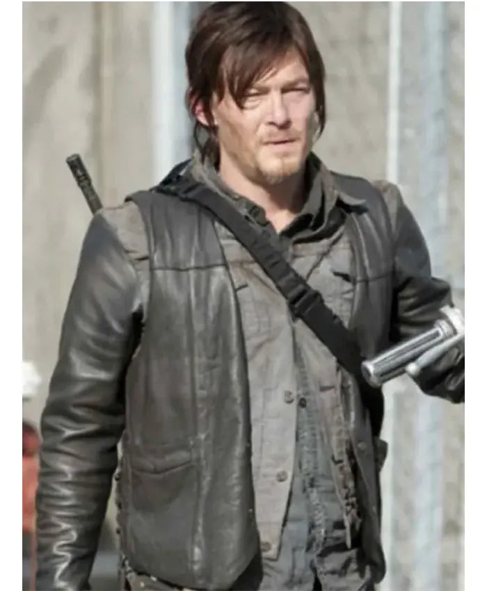 The Walking Dead Norman Reedus Black Leather Vest