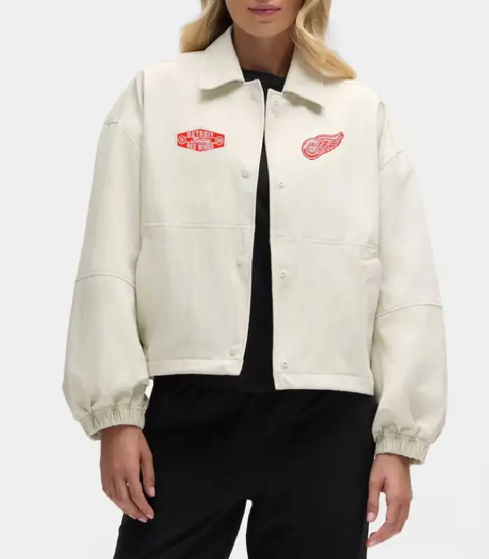 Detroit Red Wings Heathered Bone Coach’s Jacket