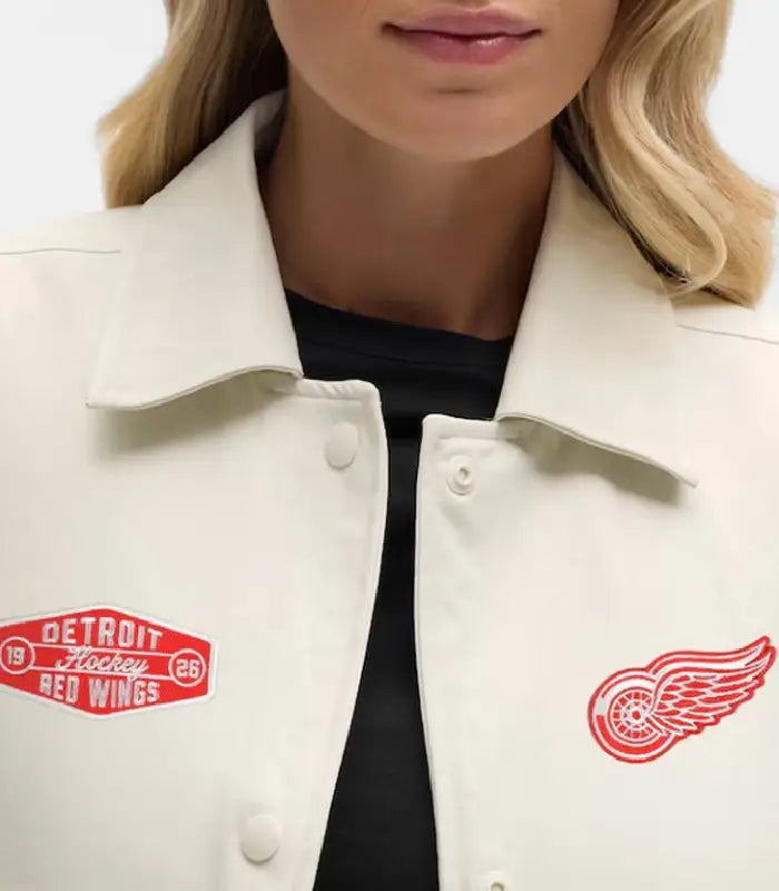 Detroit Red Wings Heathered Bone Coach’s Jacket