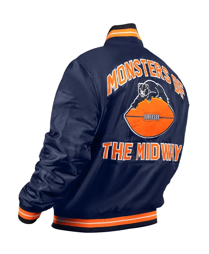 Chicago Bears Double Down Navy Blue Varsity Jacket