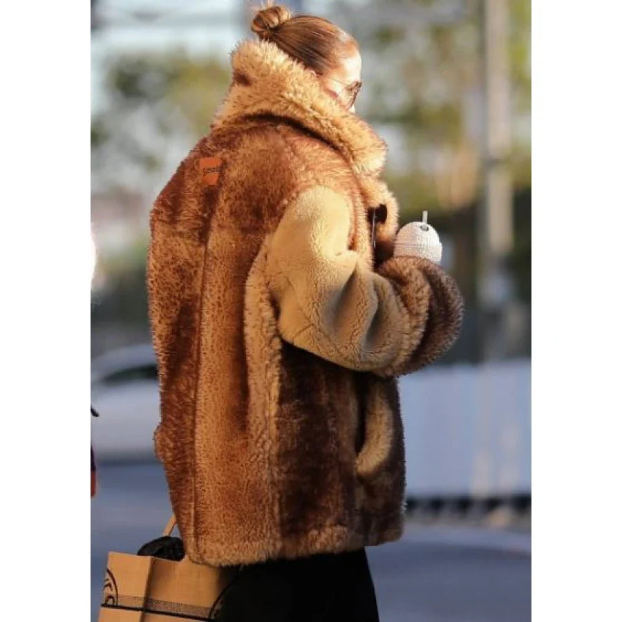 Jennifer Lopez Brown Fur Jacket