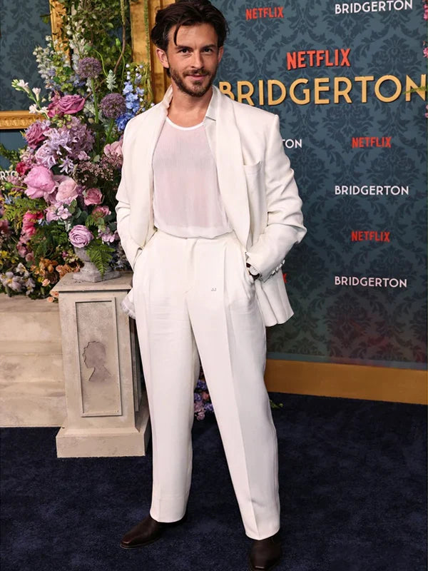 Bridgerton Premiere Jonathan Bailey White Suit