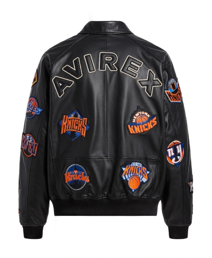 Knicks x Kith x AVIREX Icon Black Bomber Jacket