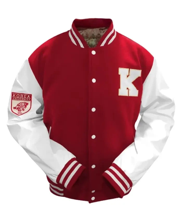Korea University Red and White Varsity Jacket