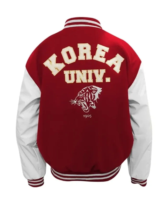 Korea University Red and White Varsity Jacket