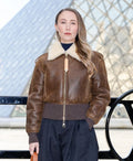 Erin Doherty LV Show 2026 Brown Shearling Jacket