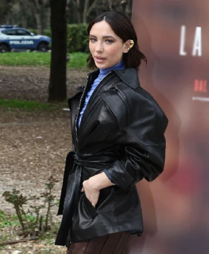 Matilda De Angelis Black Leather Jacket