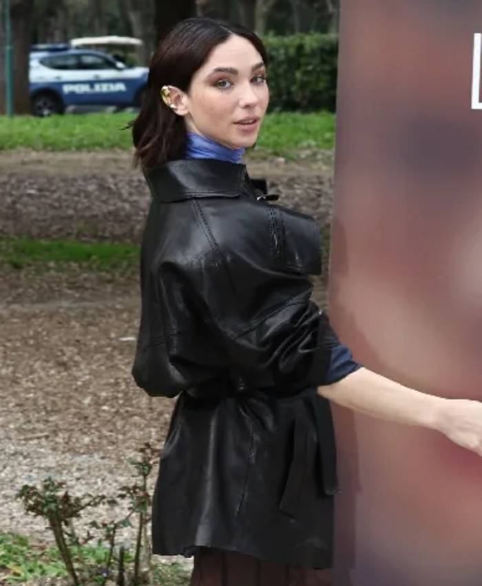 Matilda De Angelis Black Leather Jacket