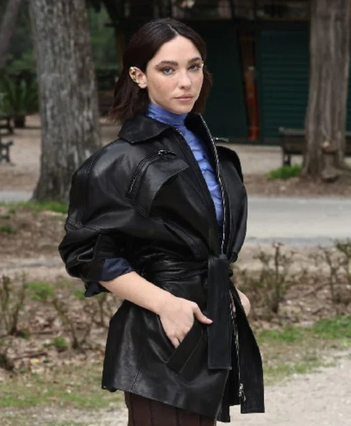Matilda De Angelis Black Leather Jacket