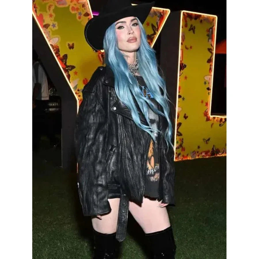 Coachella 2024 Megan Fox Black Leather Jacket
