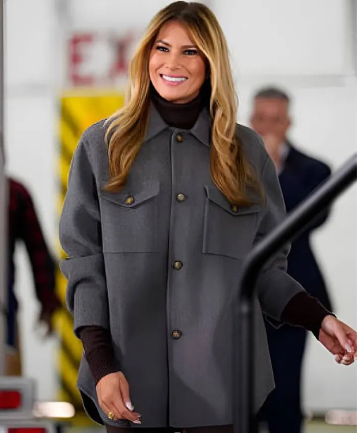 Melania Trump Red Cross Holiday Care Gray Jacket