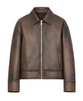 Men’s Vintage Brown Distressed Leather Bomber Jacket