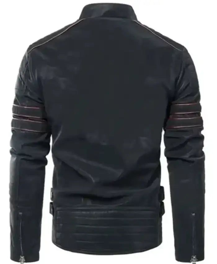 Men’s Pegasus Black Leather Cafe Racer Jacket