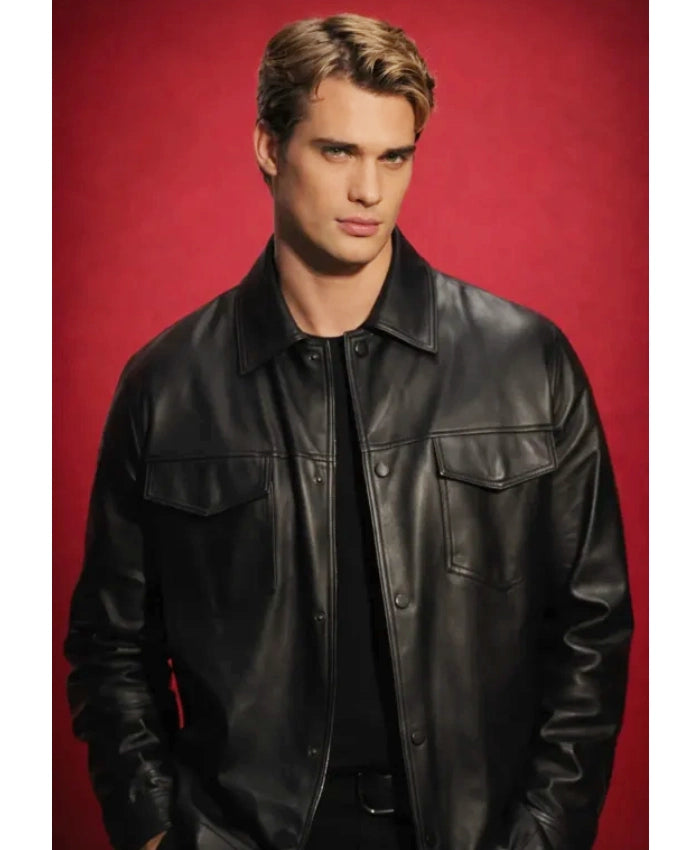Nicholas Galitzine Milan FW 2026 Leather Jacket