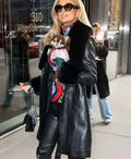 NYC Paris Hilton Black Leather Coat