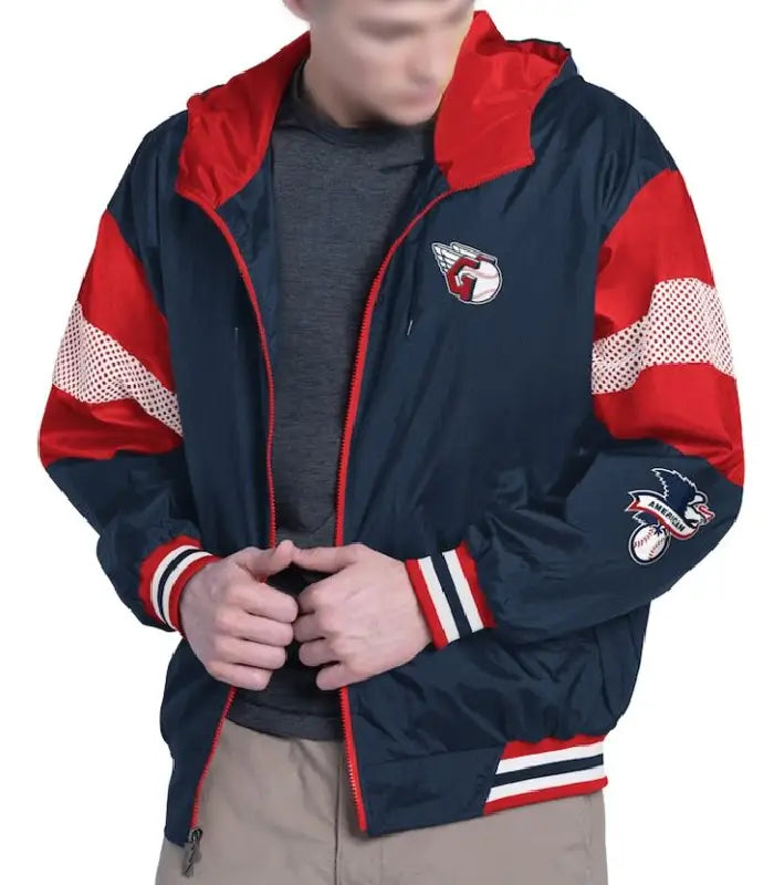 Navy/Red Cleveland Guardians Legacy Lightweight Hooded Jacket