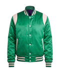 Trendy Satin Green Letterman Varsity Jacket