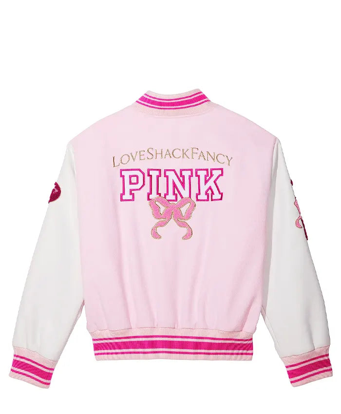 Pink x LoveShackFancy Varsity Jacket