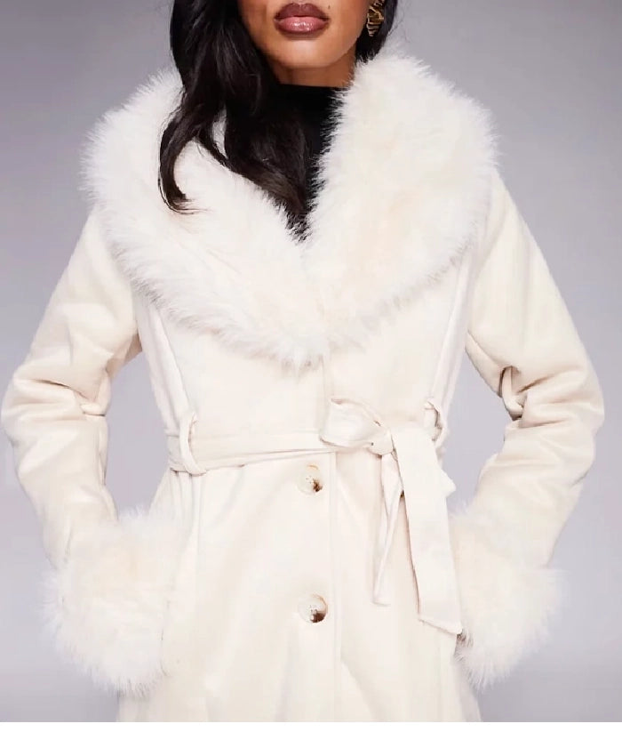 Princess Polly Fur Trench Coat