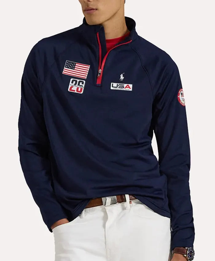 Polo Ralph Lauren Team USA Quarter Zip Navy Pullover Jacket