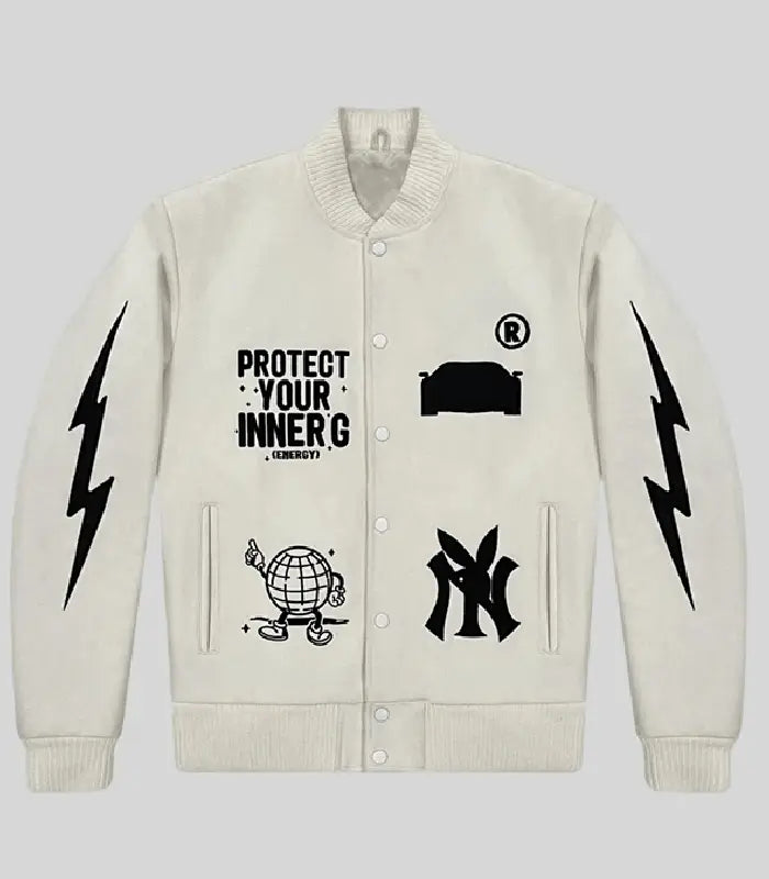 Protect Your Inner G Gang White Varsity Jacket