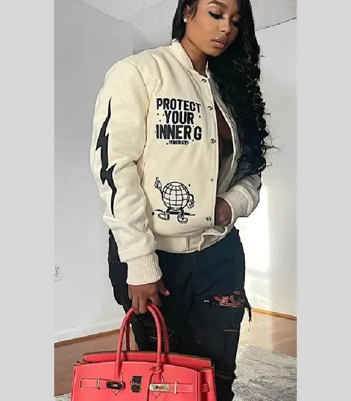 Protect Your Inner G Gang White Varsity Jacket