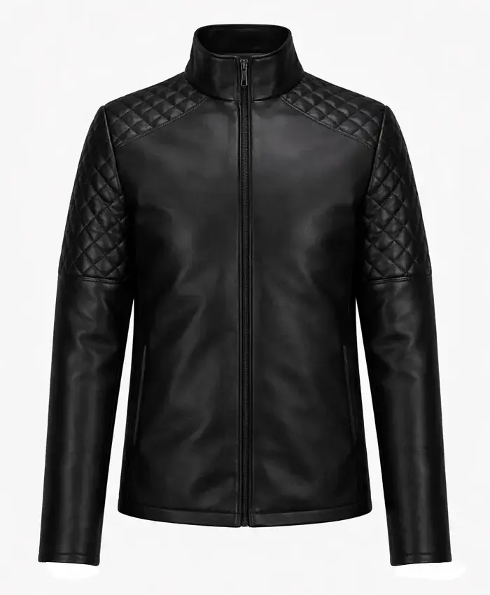 Quilted Black Biker Leather Jacket