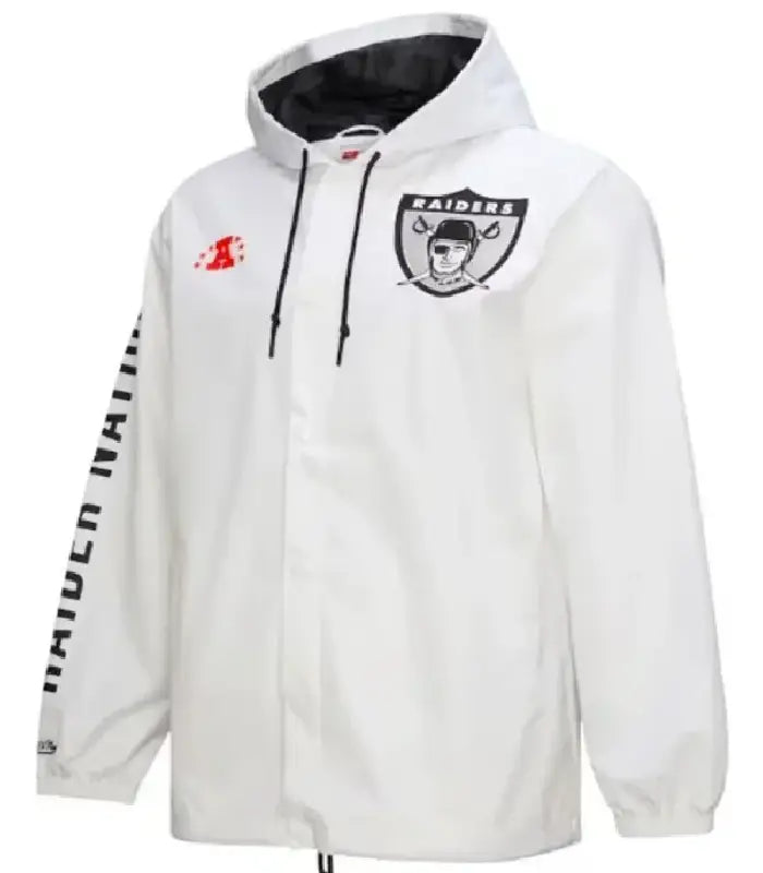 Raiders Coaches Full-Snap White Hoodie