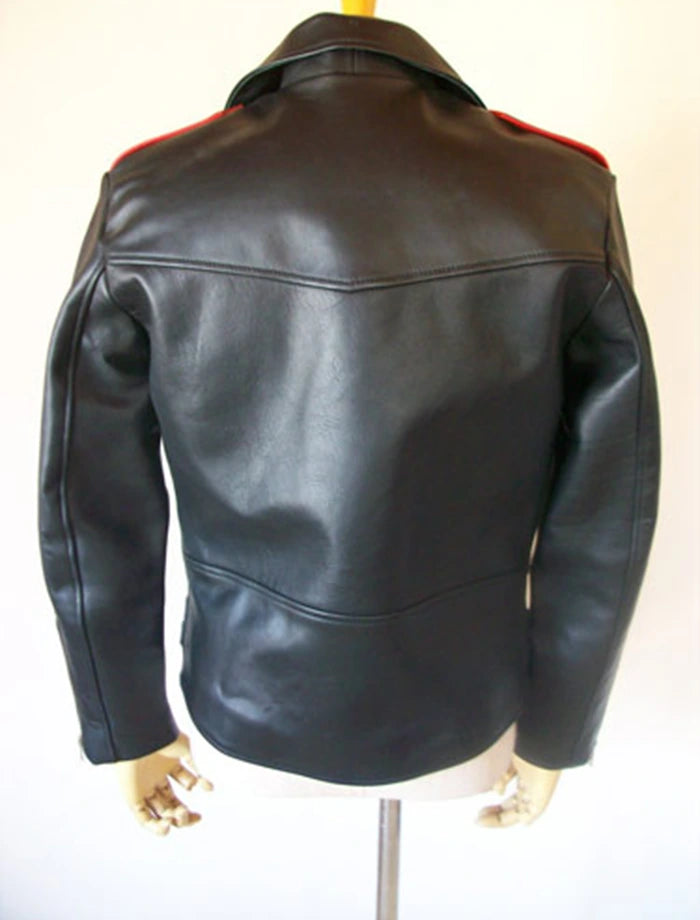 Classic Biker Red And Black Leather Jacket