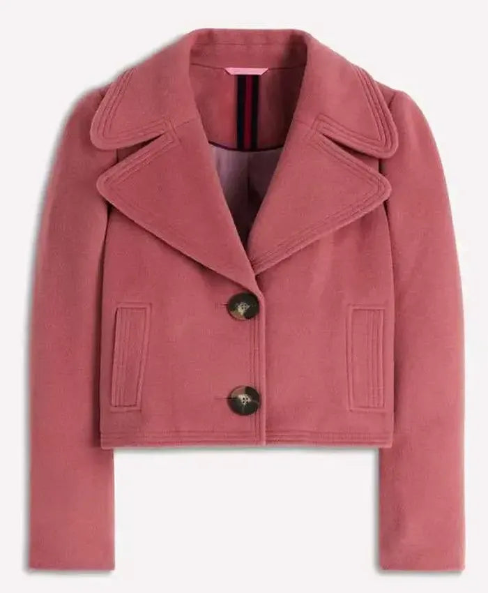 Rose McIver Ghosts 2025 Pink Wool Jacket