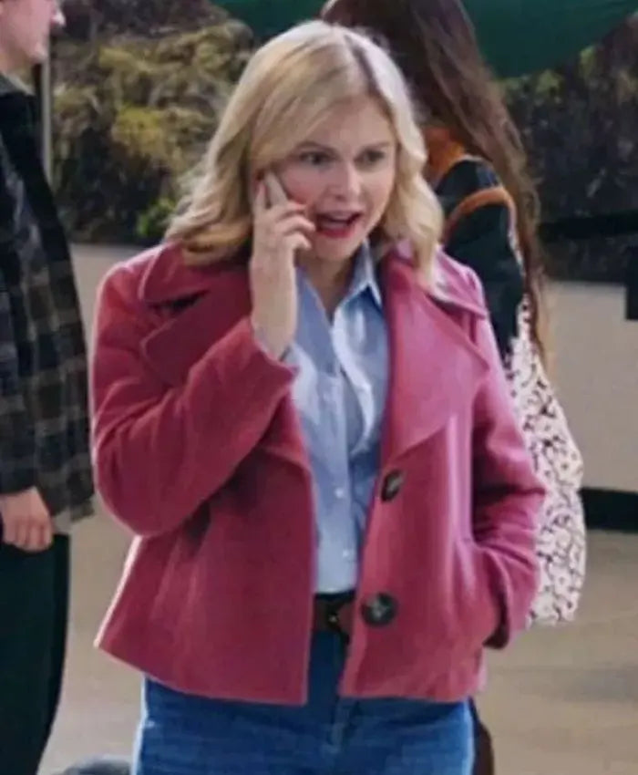 Rose McIver Ghosts 2025 Pink Wool Jacket