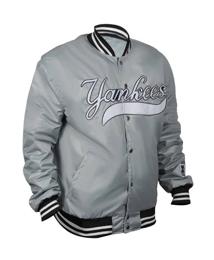 90’s New York Yankees Varsity Silver Jacket