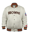 90’s Cleveland Browns White Satin Bomber Jacket